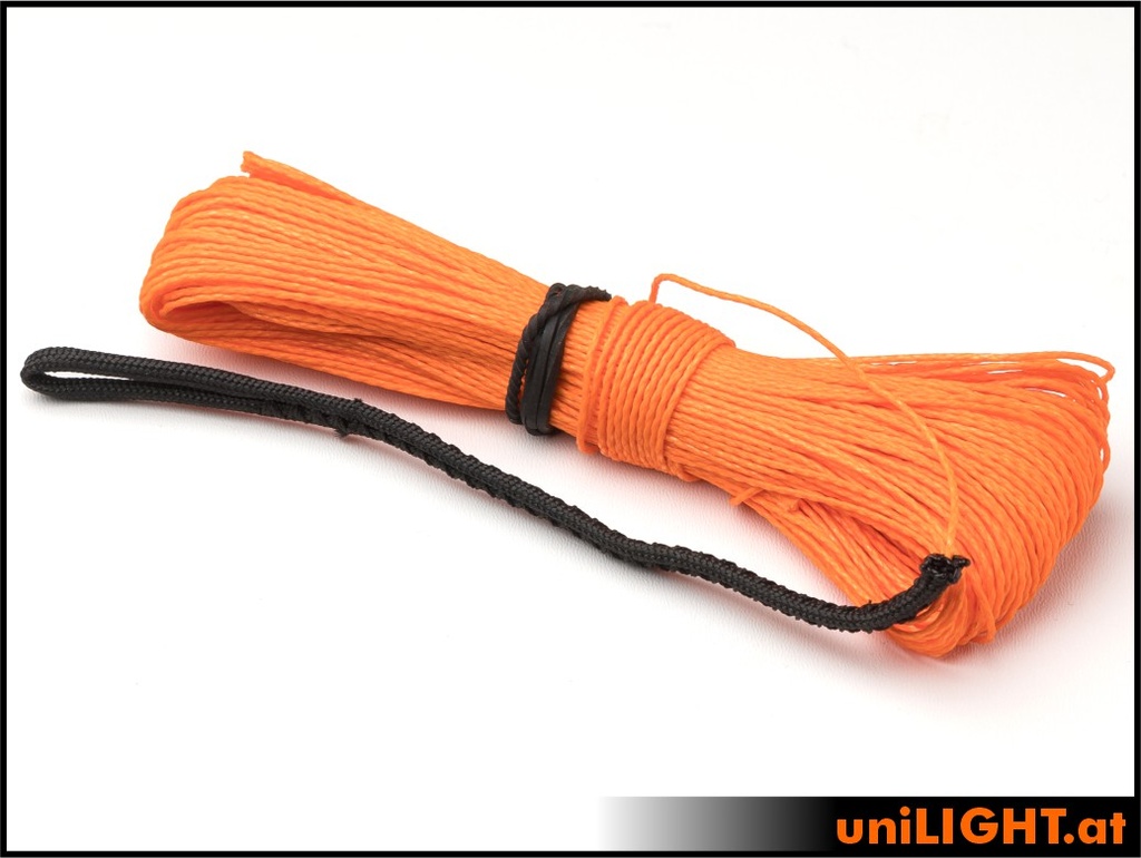 Windenseil 0.8mm, 82daN Reißkraft, ORANGE, 30m, einseitig vernäht