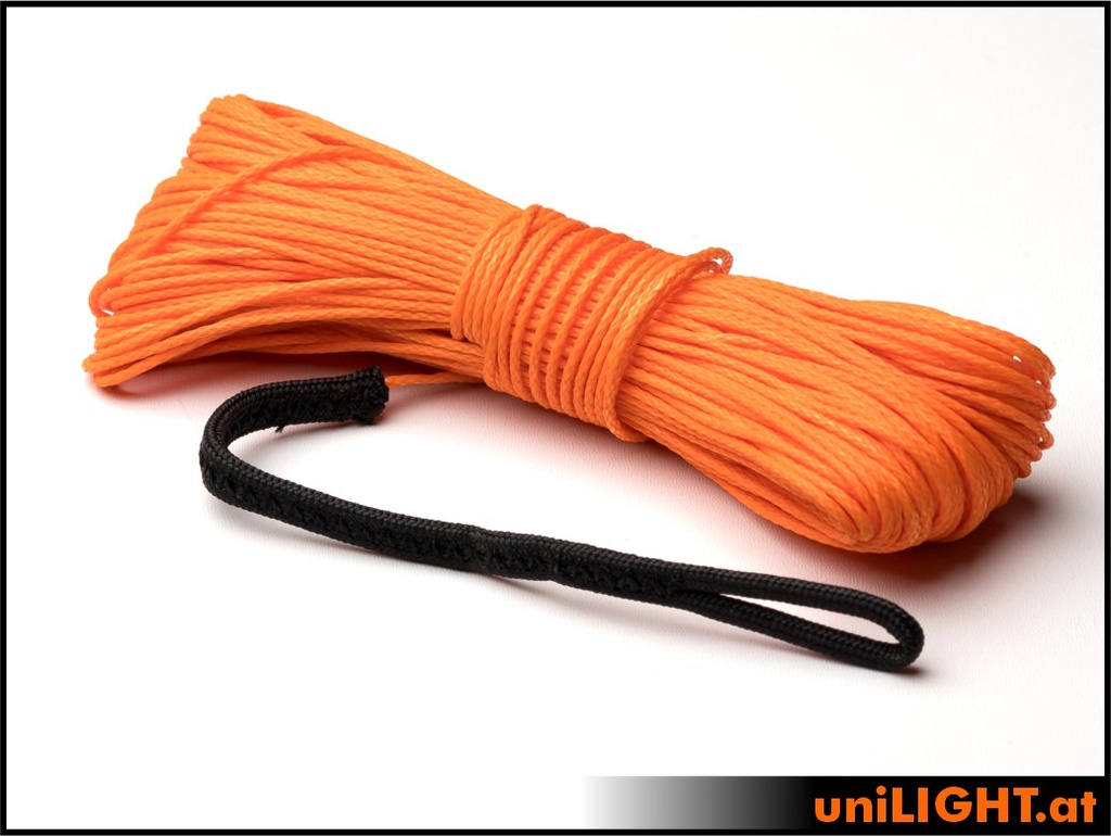 Windenseil 1.0mm, 160daN Reißkraft, ORANGE, 30m, einseitig vernäht